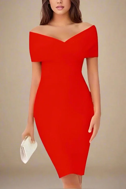 Bea Bandage Dress - Lipstick Red Tiered unclassified dresses