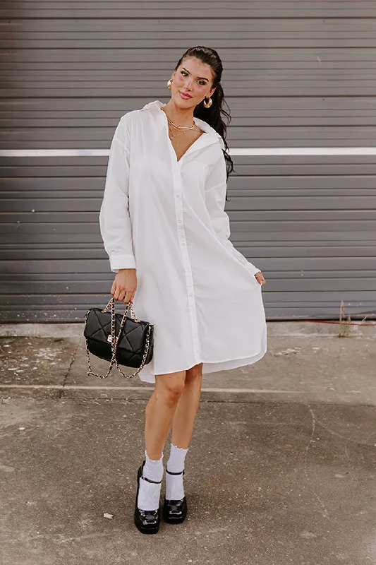 Born To Be Stylish Button Up Dress In White Petite unclassified dresses