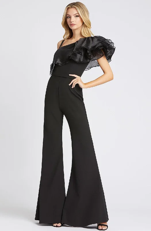 Ieena Duggal - Tiered Ruffle Asymmetric Bell Bottom Jumpsuit 26314ISC Holiday unclassified dresses