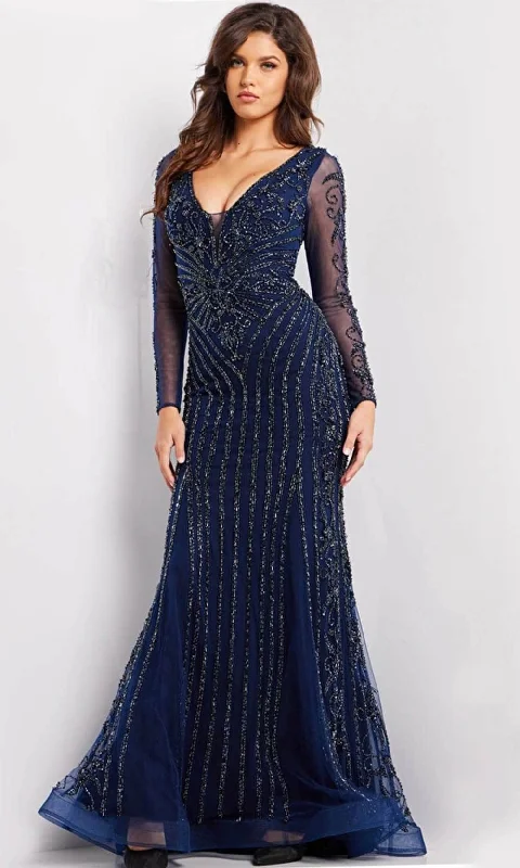 Jovani 24236SC - Plunging Neckline Evening Gown Bold pattern unclassified dresses