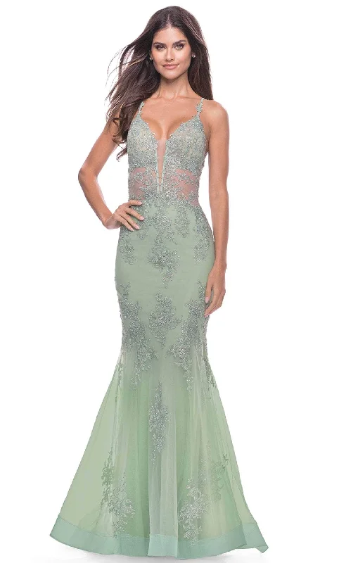 La Femme 31598SC - Strappy Back Trumpet Evening Gown Corset unclassified dresses