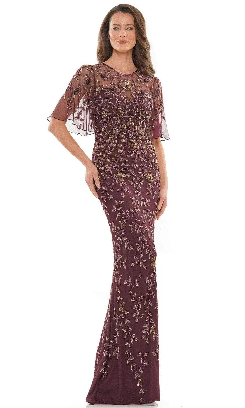 Marsoni by Colors MV1208 - Sheer Bell Sleeve Evening Gown Printed unclassified dresses