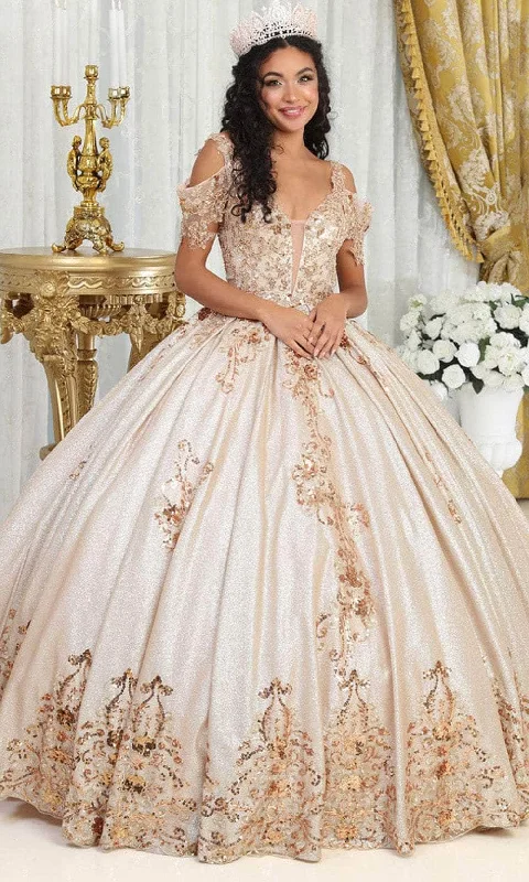 May Queen LK213 - Applique Cold Shoulder Ballgown Wrap unclassified dresses