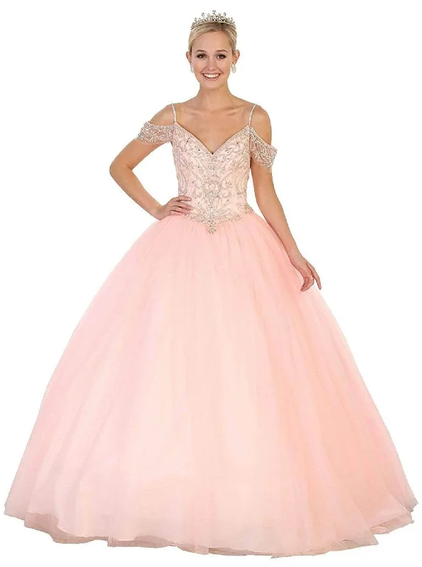 May Queen - LK96 V-Neck Cold Shoulder Quinceanera Ballgown Short unclassified dresses