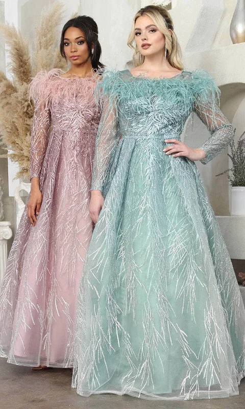 May Queen RQ8044 - Sheer Sleeve Rhinestone Prom Gown Pastel unclassified dresses