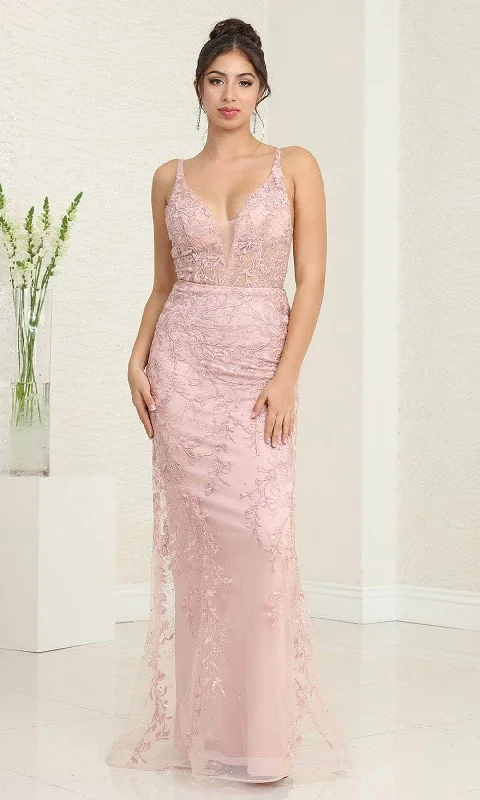 May Queen RQ8047 - Embroidered Sheath Prom Gown Casual unclassified dresses