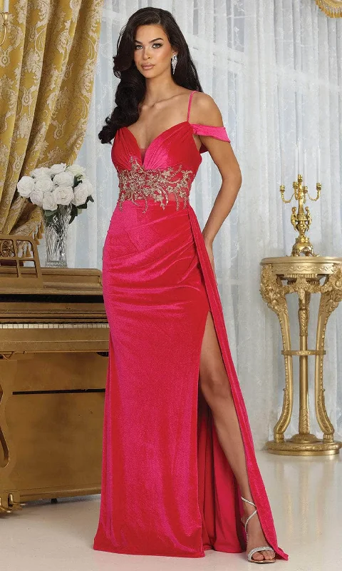 May Queen RQ8087 - V-Neck Illusion Midriff Prom Gown Lace unclassified dresses