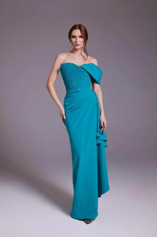 MNM COUTURE N0537 - One-Shoulder Crepe Dress Casual chic unclassified dresses