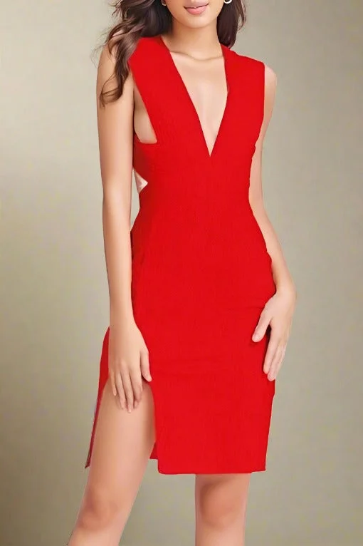 Pia Bandage Dress - Lipstick Red Silk unclassified dresses