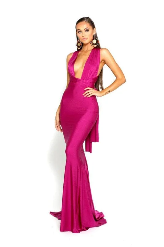 Portia and Scarlett PS6110 - Crisscross Back Plunging Prom Dress Beach unclassified dresses