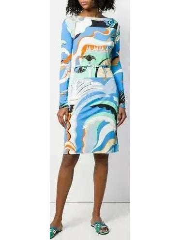 Printed Abstract Dress in Multicolor Spring floral dresses