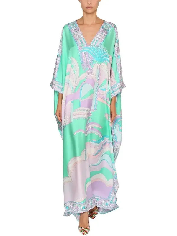 Printed Jersey Silk Kaftan Dress Bodycon floral dresses