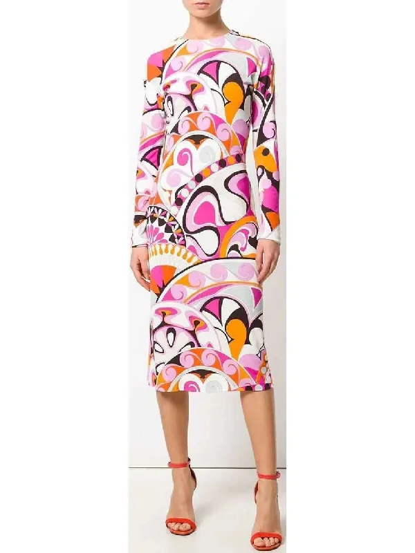 Printed Long-Sleeve Dress A-line floral dresses