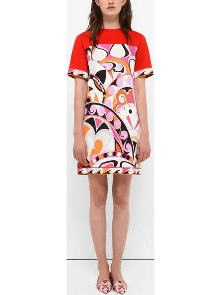 Printed Short Abstract Jersey Silk Dress Date night floral dresses