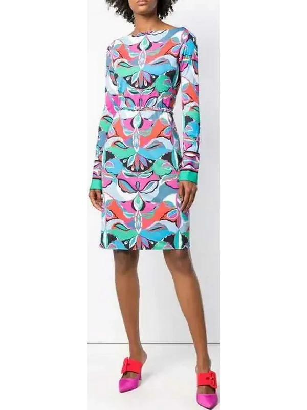 Round-Neck Printed Shift Dress Halter floral dresses