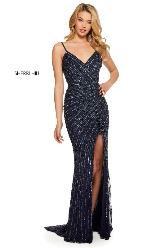 Sherri Hill 53037 - Spaghetti Strap Beaded Evening Dress Minimalist unclassified dresses