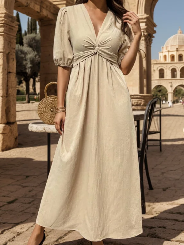 Twisted V-Neck Half Sleeve Dress Casual chic unclassified dresses