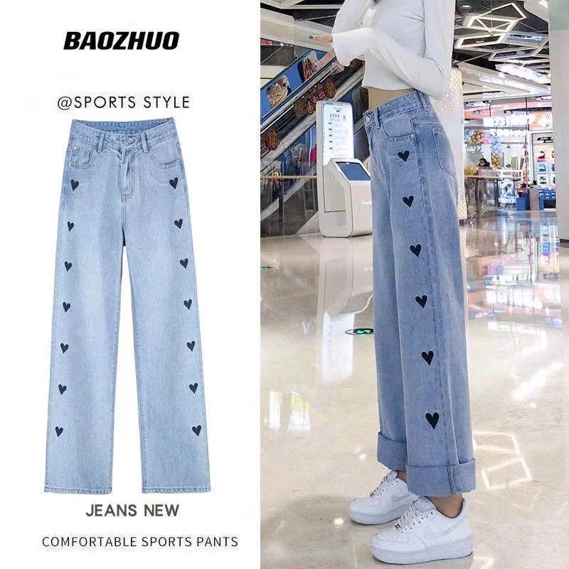 BaoZhuo 2022 Spring Summer High Waist Loose Comfortable Jeans For Women Plus Size Fashionable Casual Straight Pants Mom Jeans