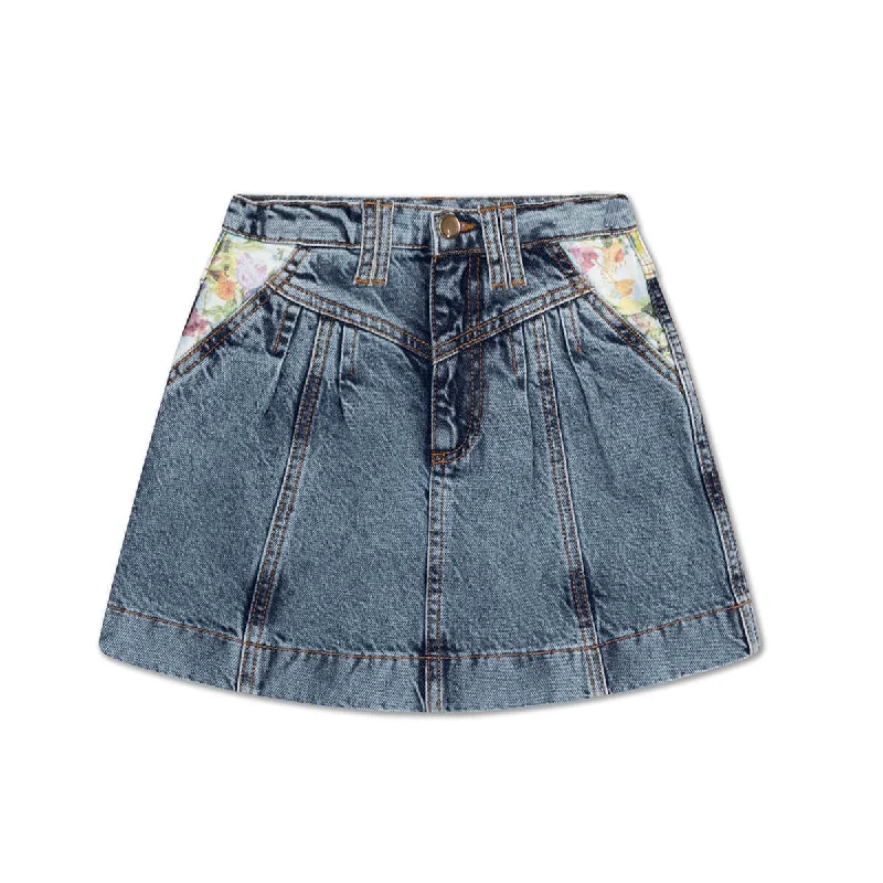 Bob Denim Skirt by Repose AMS Front Button Denim