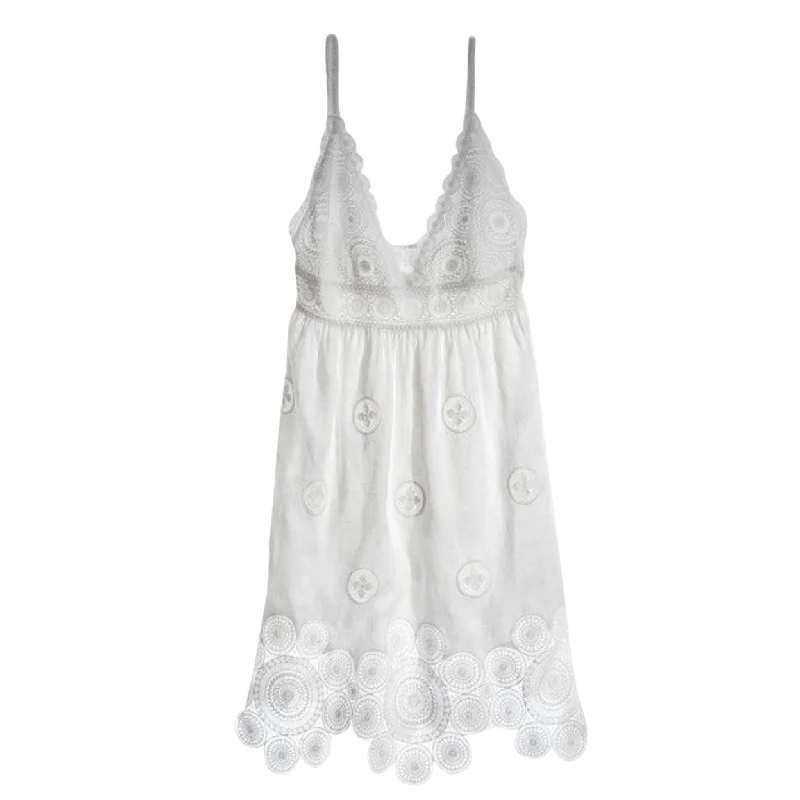 CALYPSO St. Barth
Naniva Cutout Lace Linen Dress White Size Large Classic Lace Dress