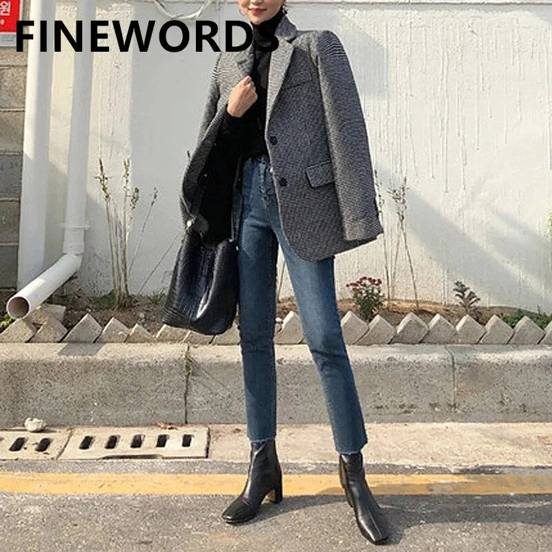 FINEWORDS Skinny Stretch High Waisted Jeans Women Push Up Casual Korean Jeans Streetwear Boot cut Jeans 2022 Autumn Pencil Pants