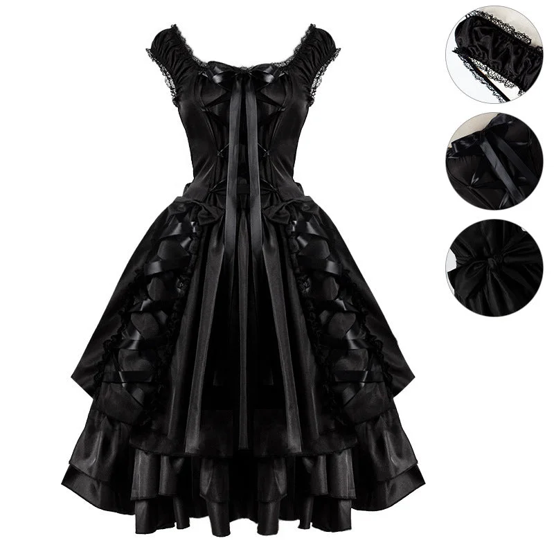 Girlary-shop grunge outfits Medieval New Halloween Women's Dress Gothic Lace Maid Stage Performance Clothing Simple Lace Dress