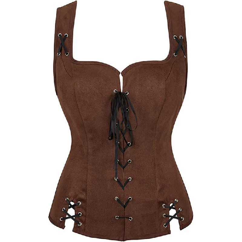 Girlary-shop mcbling dress to impress Performance Clothing Renaissance Steampunk Pirate Vest Medieval Suede Lace-up Vest Lace Dress Twirl