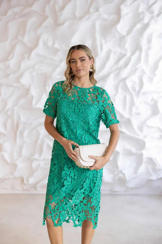 Guipure Lace Dress - Emerald Lace Mini Dress