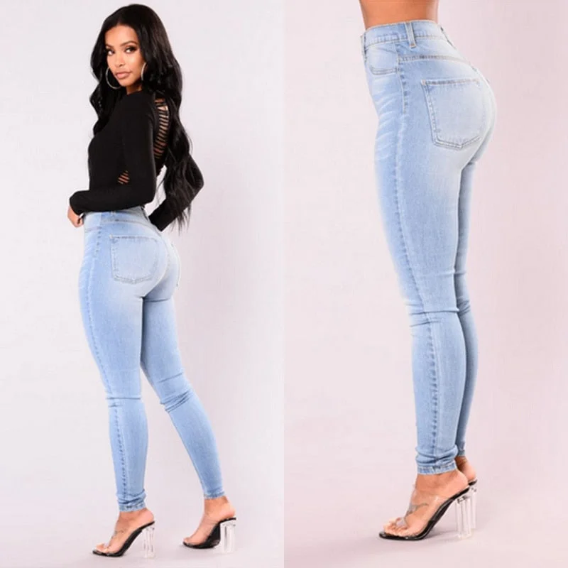 ITFABS s Women Lady Denim Skinny Pants High Waist Stretch Jeans Slim Pencil Jeans Women Casual Jeans