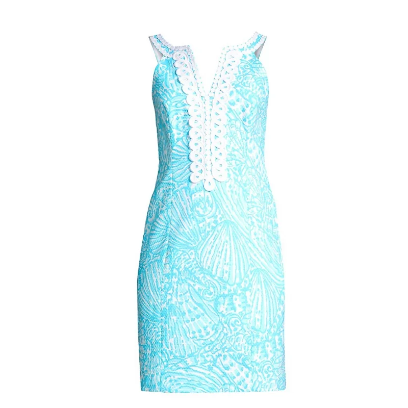 LILLY PULITZER Valli Lace Stretch Dress Blue/White Size 6 NWT Sleeveless Lace Dress