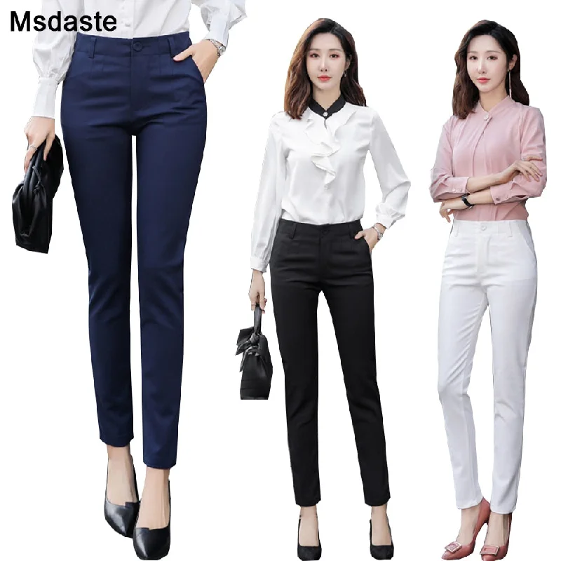 Pencil Pants Women 2022 Spring High Waist Female Formal Trousers Casual Pantalones Solid Workwear Stretchy Slim Woman Trousers