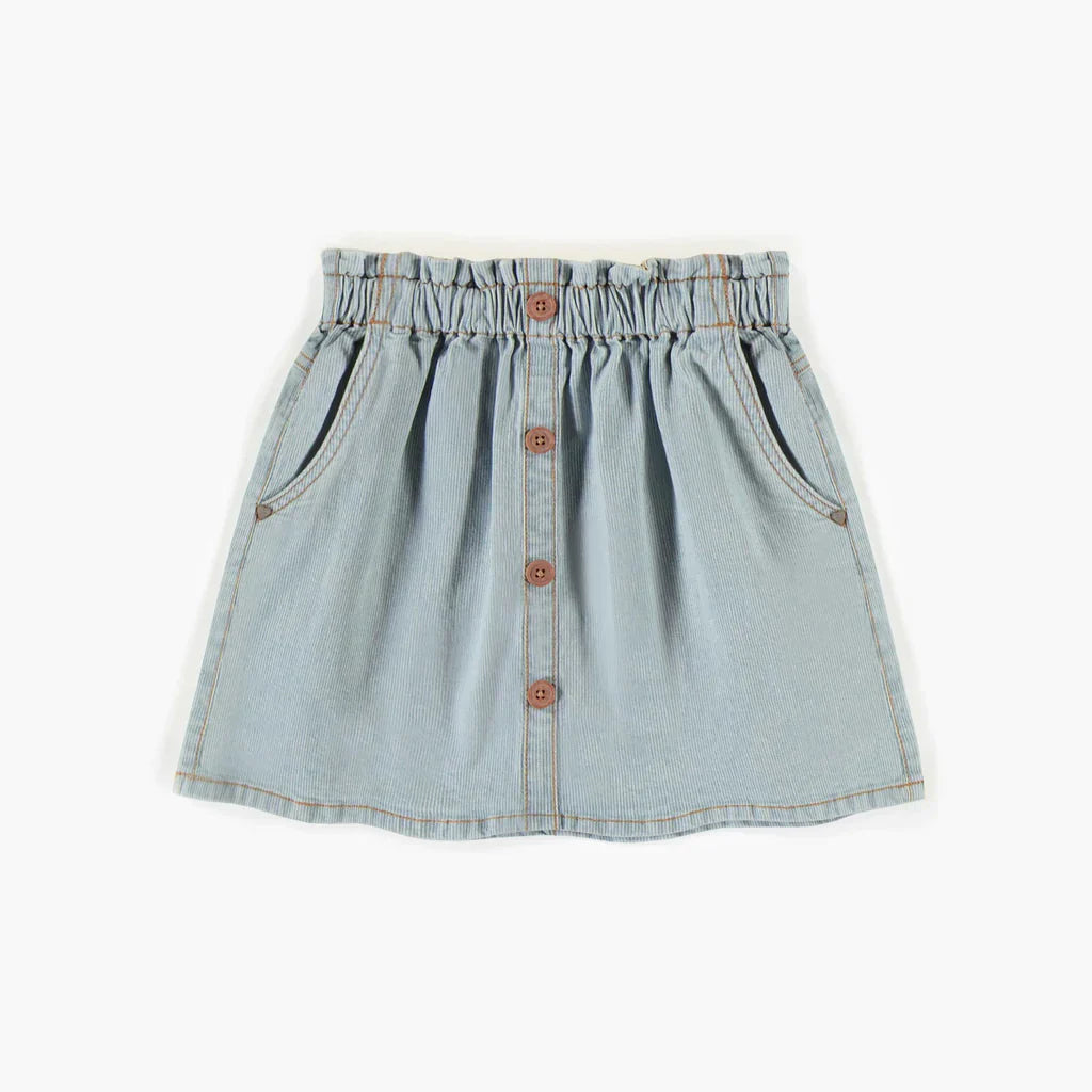 The Greer Striped Denim Skirt - KIDS Tattered Denim Skirt