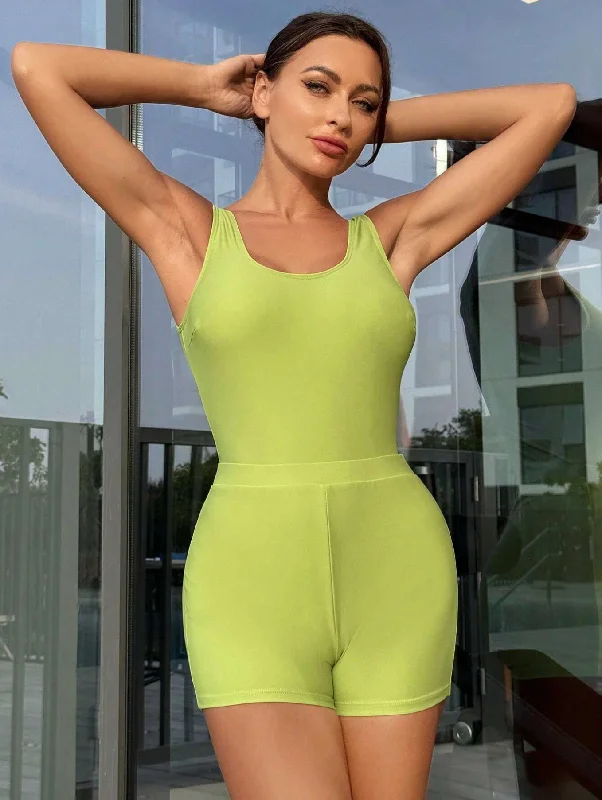 2 Pack Basics Lime Scoop Neck Onepiece & Shorts Mini Skirt Summer