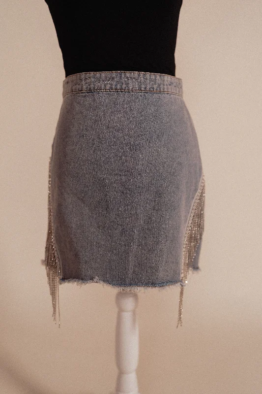 Denim Dazzle Skirt Button-front Denim Skirt