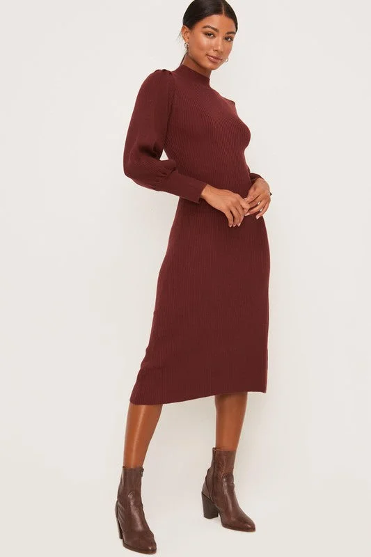 Elise Sweater Dress Turtleneck Knit Dress