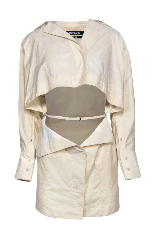 Jacquemus - Cream Blazer & Miniskirt Cutout Dress Sz 4 Mini Skirt Fashion