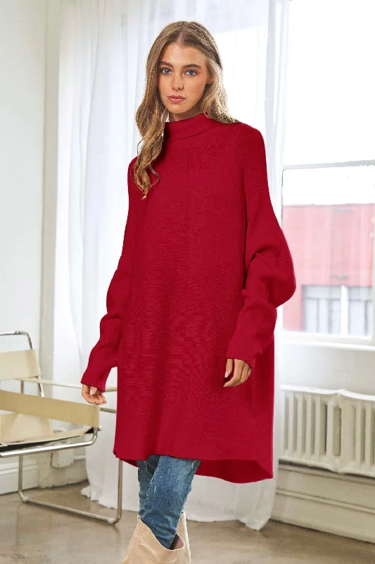 Oversized Loose Fit Sweater / Dress Red Sweater Dress Look