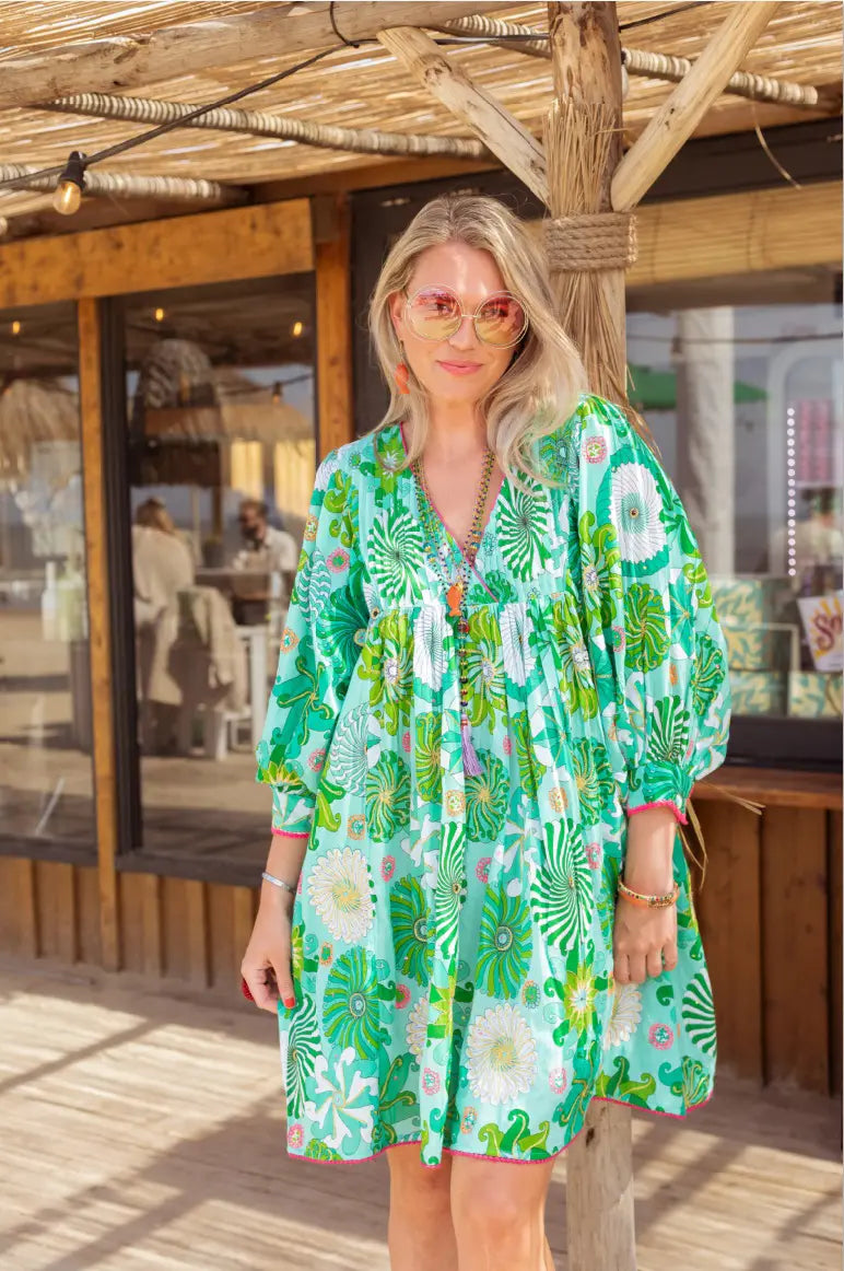 Place Du Soleil Dress 437 - Green Lace Dress Modern