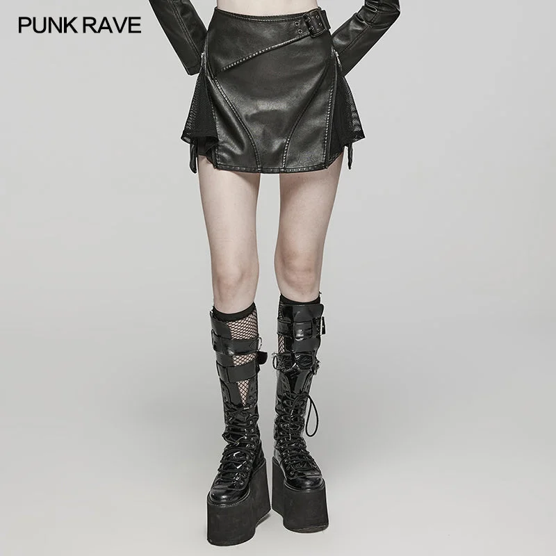 Punk Short Leather Skirt High-waist Skirt Trend