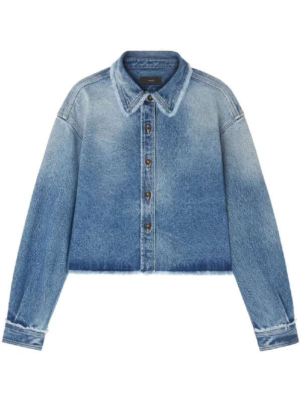 ALANUI FRINGE CROPPED DENIM SHIRT Raw Hem Denim