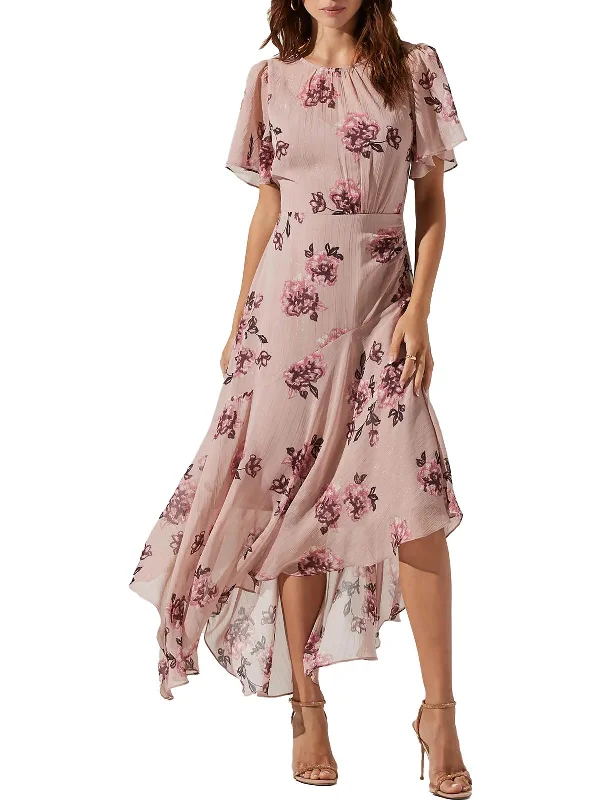 Womens Floral Long Maxi Dress V-neck Maxi Skirt