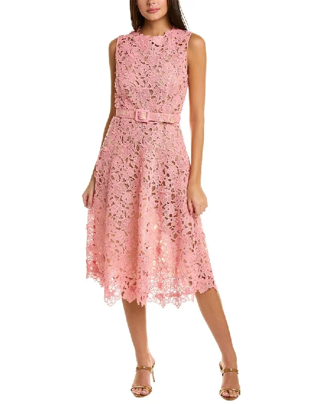 Oscar de la Renta Floral Lace Midi Dress Sexy Midi Skirt