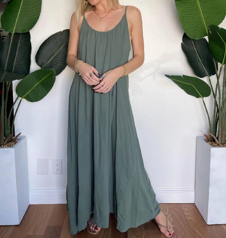 Tulum Low Back Maxi In Sea Green Trendy Midi Look