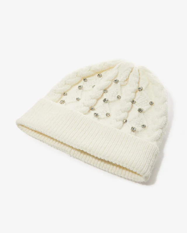 Cable Knit Sequin Hat White Formal Sequin Gown