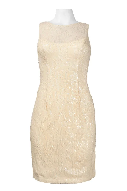 Sleeveless Bateau Neckline Sequin Dress In White Sequin Dress Glam