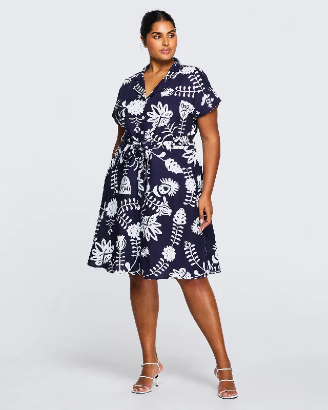 Belize Shirt Dress | Print Denim Shirt Dress