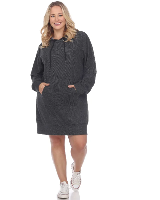 Hoodie Sweatshirt Dress | Charcoal Shirt Dress Casual