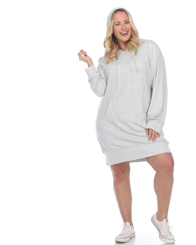 Hoodie Sweatshirt Dress | Heather Grey Long Sleeve Shirt Dress