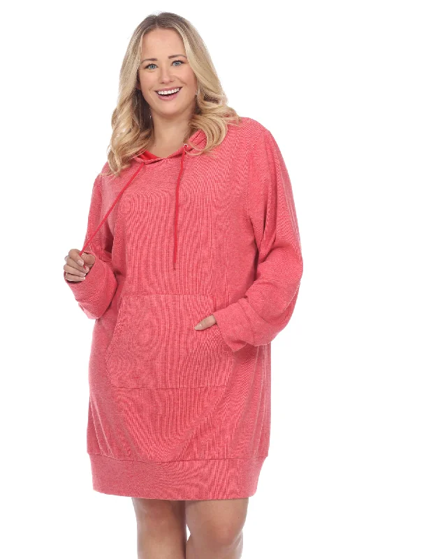 Hoodie Sweatshirt Dress | Red Comfortable Shirt Dress