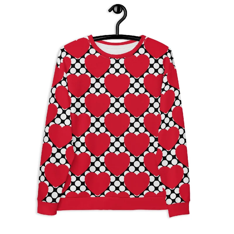 ELLIE LOVE DOT red black - Unisex Sweatshirt  (recycled) Polka Dot Shirt